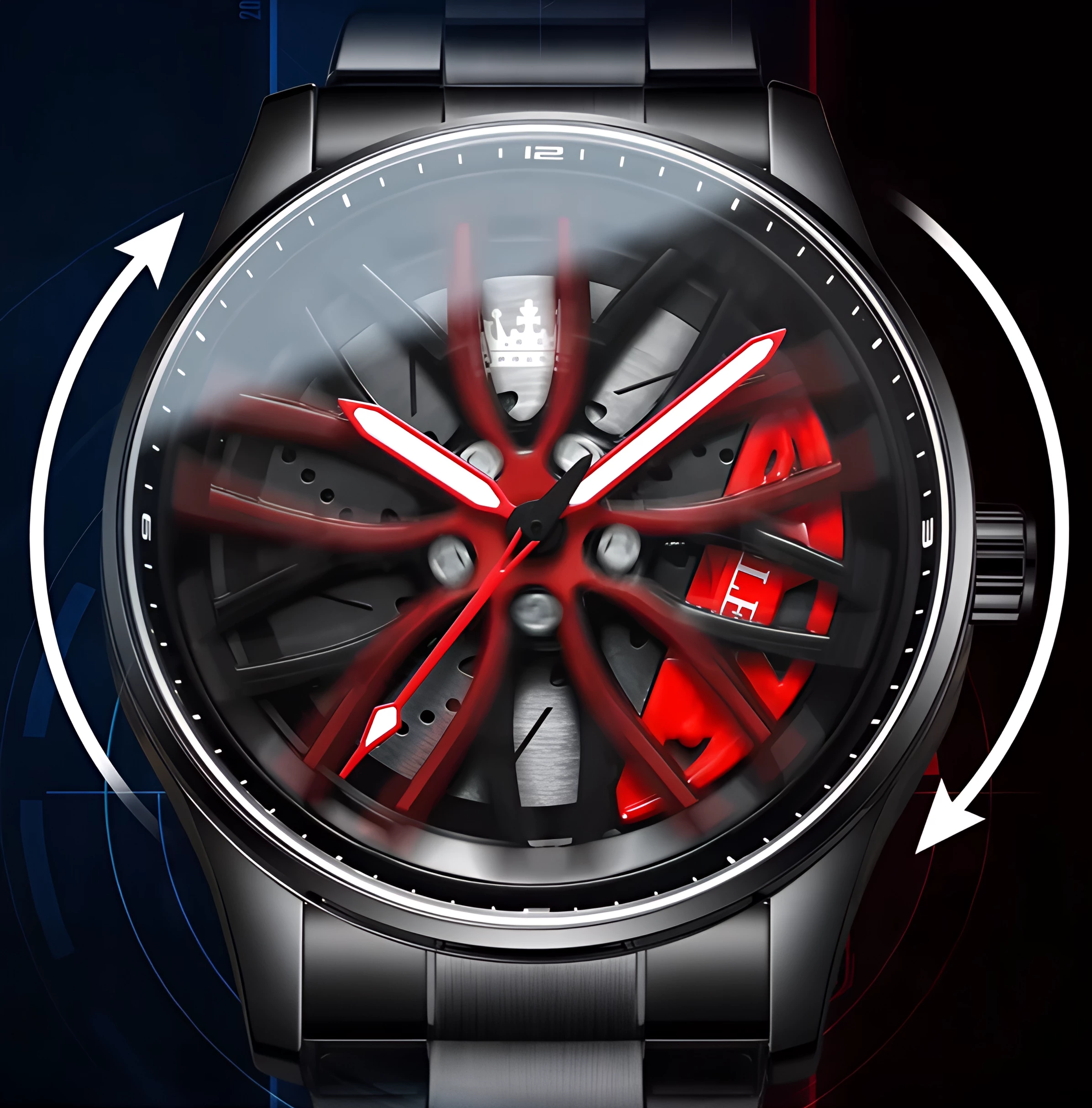 ⌚RELOJ OLEVS WHEEL HUB® (DISEÑO AUTOMOTRIZ, EDICIÓN ROJA)🏎️