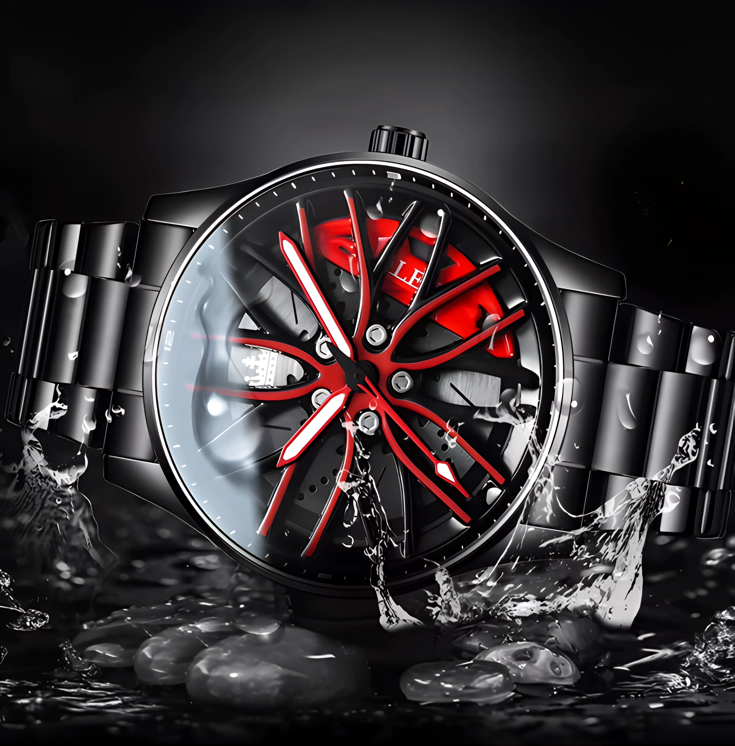 ⌚RELOJ OLEVS WHEEL HUB® (DISEÑO AUTOMOTRIZ, EDICIÓN ROJA)🏎️