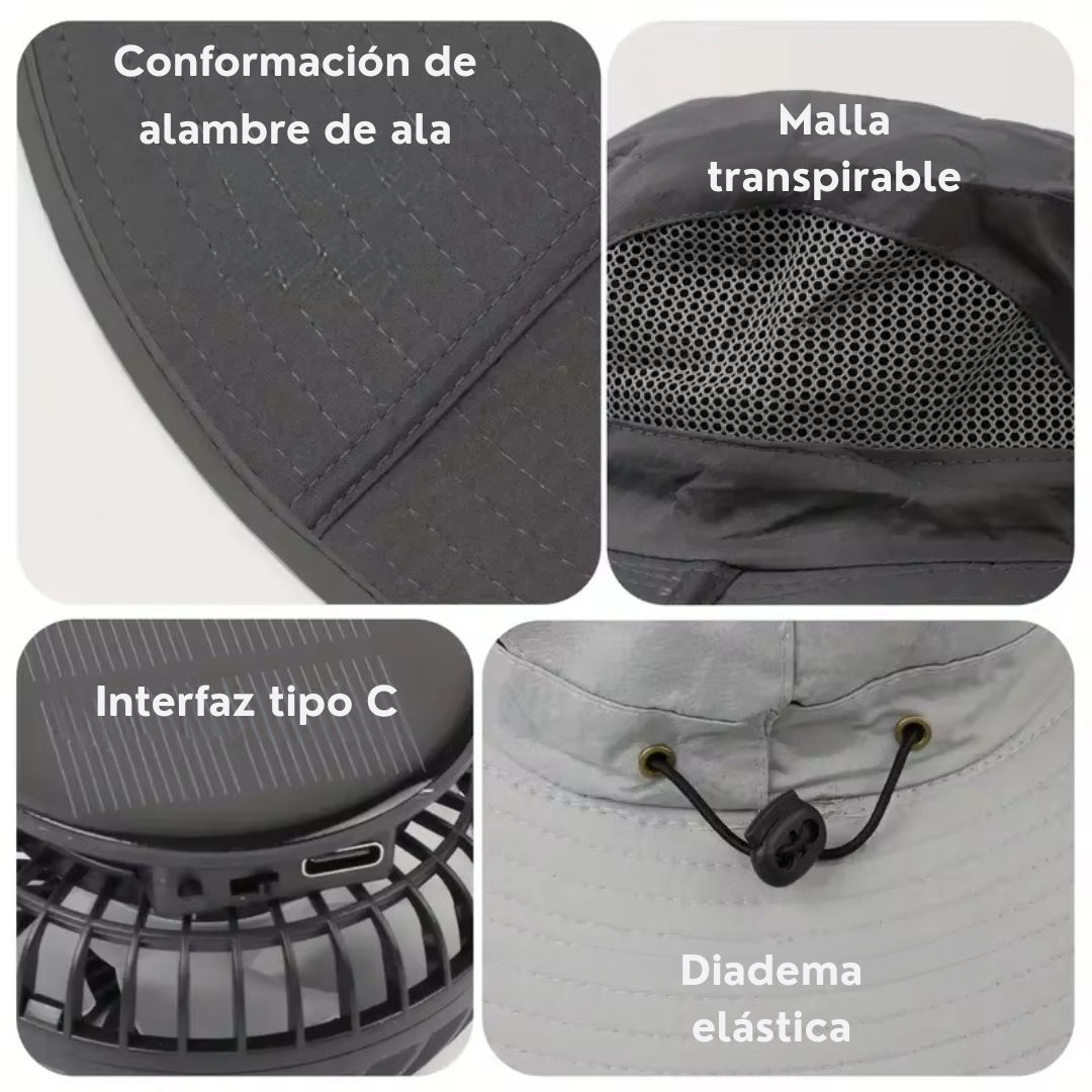 Sombrero con Ventilador (refresca tu día bajo el sol) 👒🌞💨