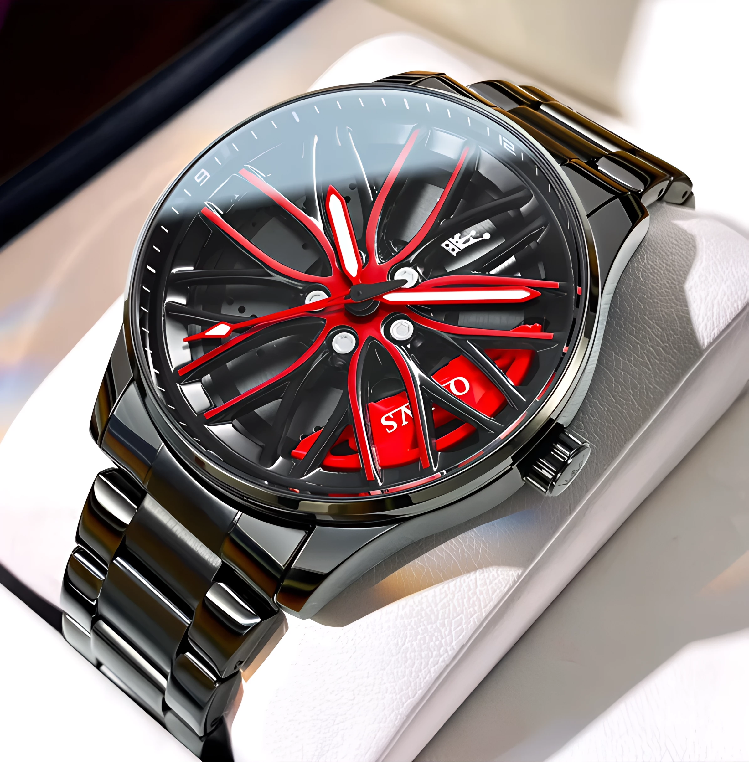 ⌚RELOJ OLEVS WHEEL HUB® (DISEÑO AUTOMOTRIZ, EDICIÓN ROJA)🏎️