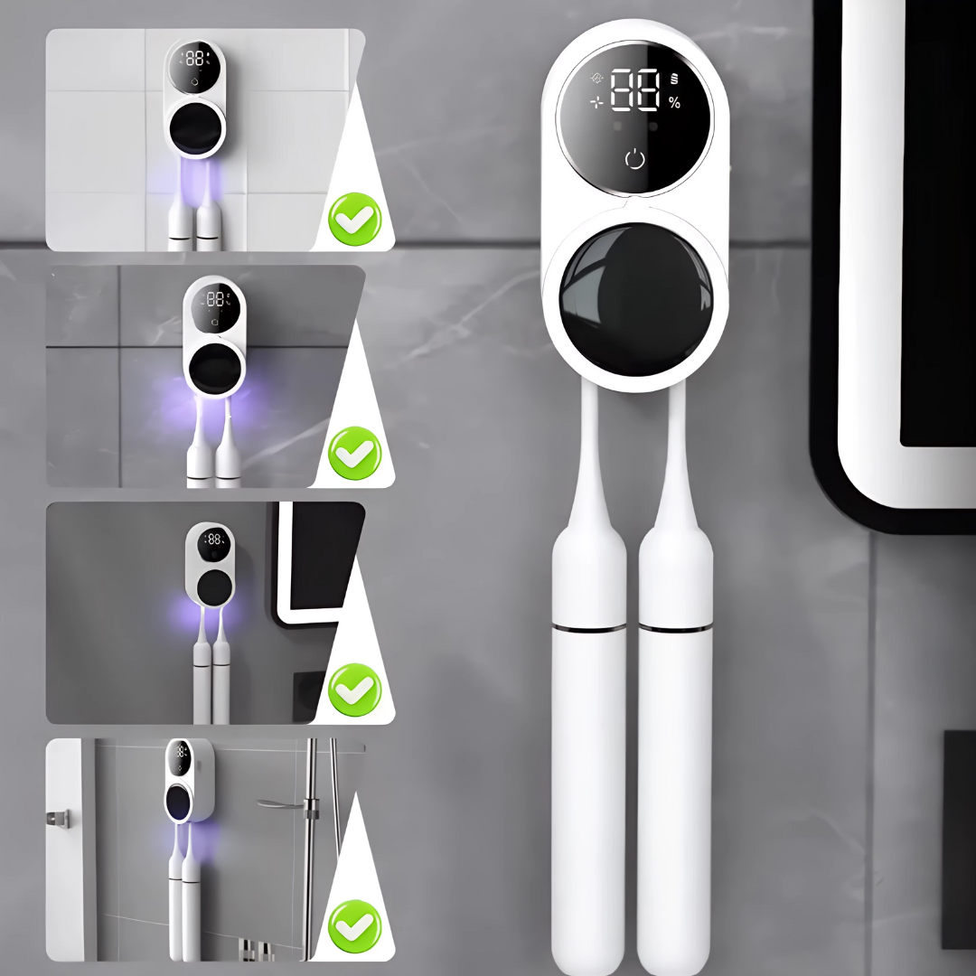 🪥 ESTERILIZADOR INTELIGENTE BITVAE® BV X122 (CON PANTALLA LED Y SOPORTE RECARGABLE PARA CEPILLOS DE DIENTES)✨