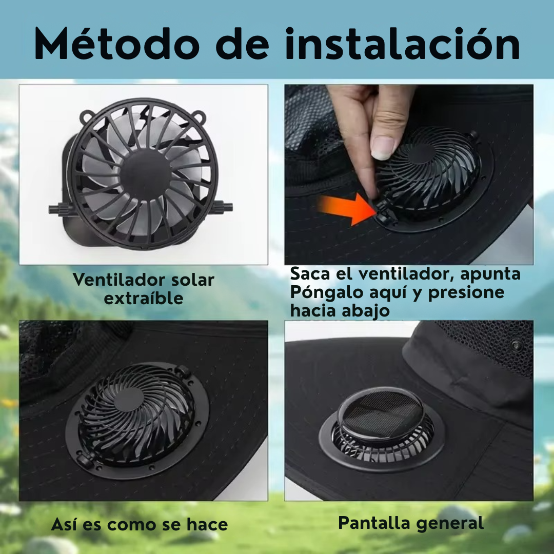 Sombrero con Ventilador (refresca tu día bajo el sol) 👒🌞💨