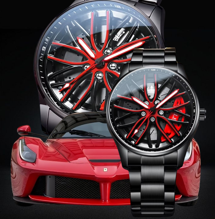 ⌚RELOJ OLEVS WHEEL HUB® (DISEÑO AUTOMOTRIZ, EDICIÓN ROJA)🏎️