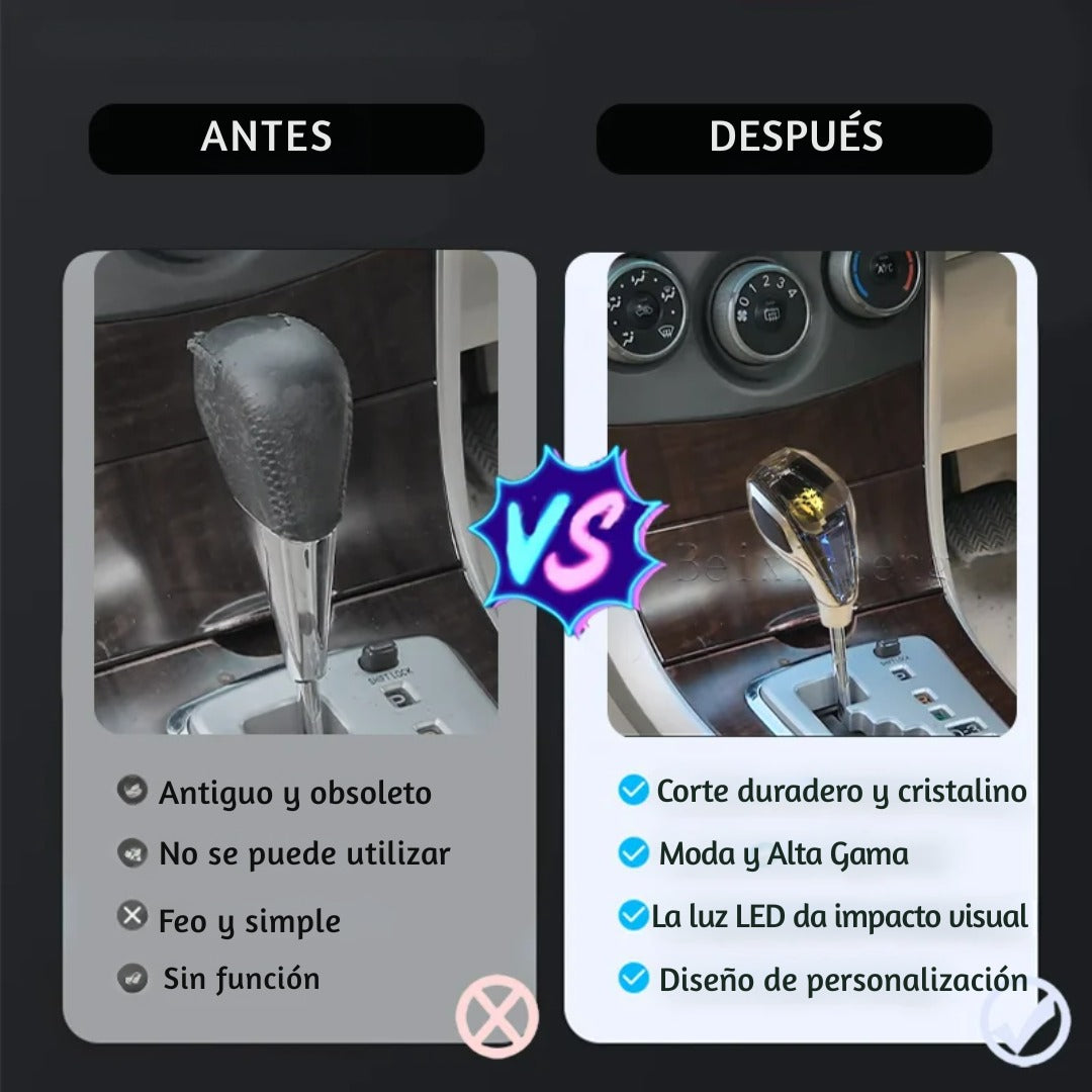 PERILLA DE ENGRANAJE MANUAL DE CRISTAL LUMINOSO ✨ – ESTILO QUE BRILLA EN CADA CAMBIO